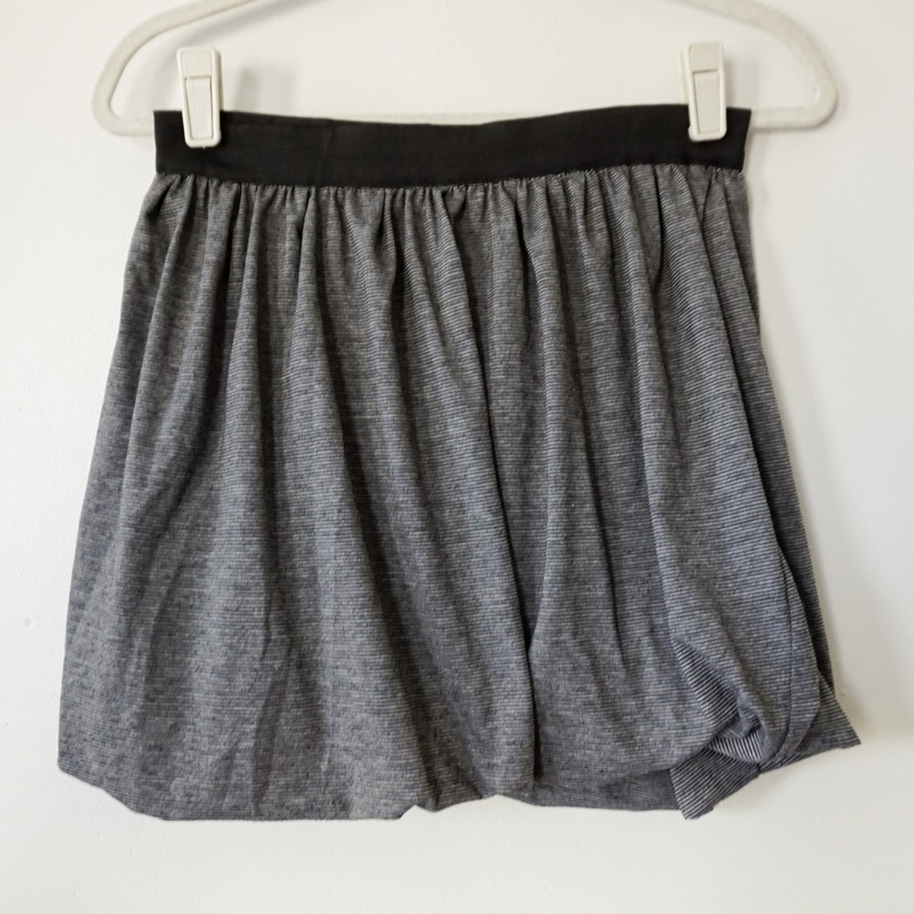 Gray Bubble Mini Skirt with Black Waistband